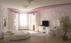 Ремонт и отделка спальни: дизайн спальни нежно-лиловый.