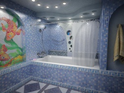 Ремонт и отделка ванной: дизайн ванной комнаты  - плиточные работы.