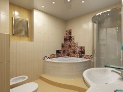 Ремонт ванной: ванные комнаты в бежевых тонах.