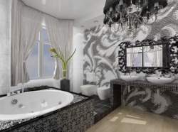 Ремонт ванной: дизайн ванной комнаты  - черный цвет.