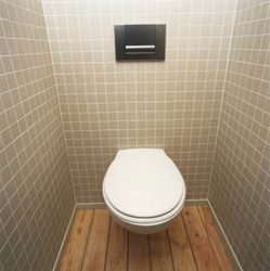 Ремонт и отделка туалета: в дизайне туалета  учтен теплый пол.